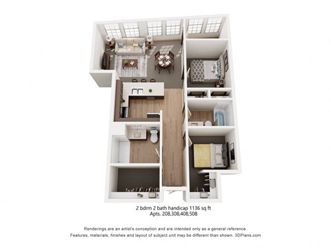 2-bedroom, 2-bathroom, handicap 1136 Sq Ft Apartment